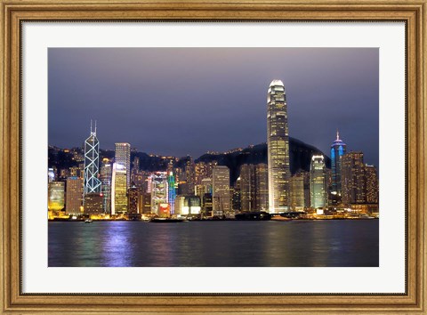 Framed Hong Kong Skyline with Victoris Peak, China Print