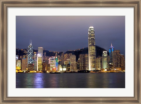 Framed Hong Kong Skyline with Victoris Peak, China Print