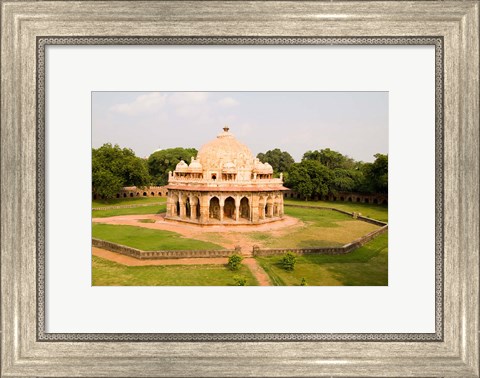 Framed Peaceful Park, Isa Khan Tomb Burial Sites, New Delhi, India Print