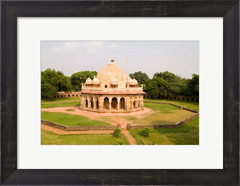 Framed Peaceful Park, Isa Khan Tomb Burial Sites, New Delhi, India Print