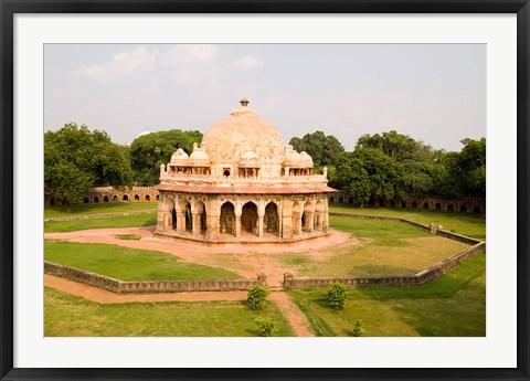 Framed Peaceful Park, Isa Khan Tomb Burial Sites, New Delhi, India Print