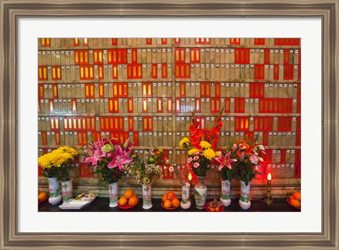 Framed Flowers at Man Mo Buddhist Temple, Hong Kong Print