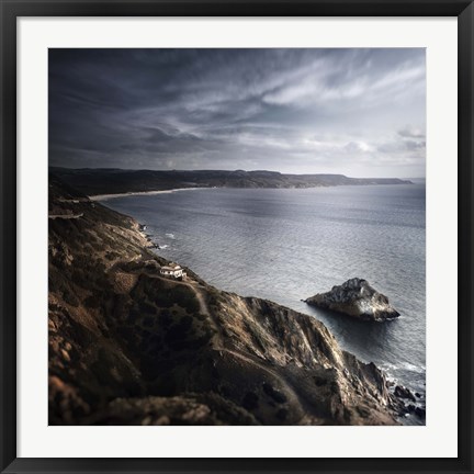 Framed Sea and mountains, Nebida, Sardinia, Italy Print