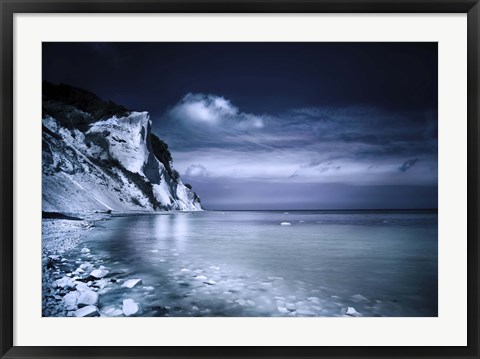 Framed Chalk mountains and seaside, Mons Klint cliffs, Denmark Print