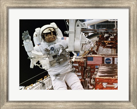 Framed Astronaut in a Space Shuttle Print