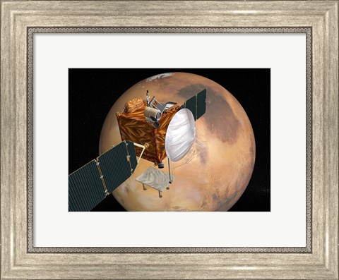 Framed NASA&#39;s Mars Telecommunications Orbiter in Flight Around Mars Print