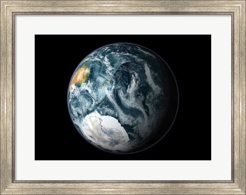 Framed Satellite view of the Earth&#39;s Southern Hemisphere Print