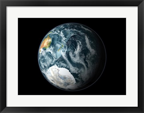 Framed Satellite view of the Earth&#39;s Southern Hemisphere Print