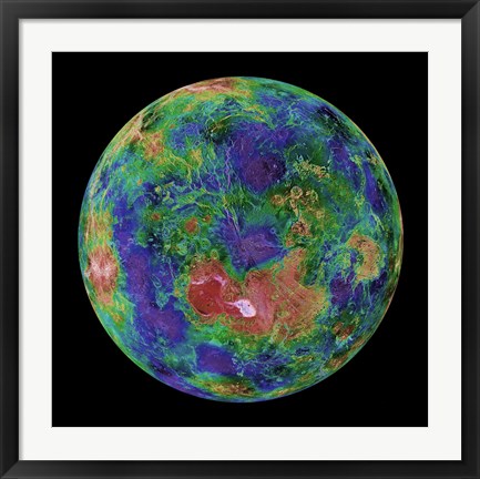 Framed Hemispheric view of Venus, June 3, 1996 Print