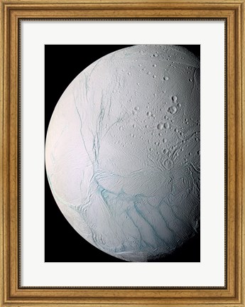 Framed South Pole of Saturn&#39;s Moon Enceladus Print