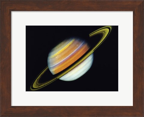 Framed Saturn Taken By Voyager 2 From A Distance of 27 Million Miles Print