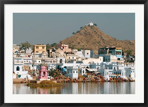 Framed Pushkar shore, Pushkar, India Print