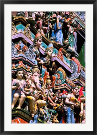 Framed Hindu Figurines on Temple, Bangalore, India Print