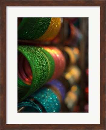 Framed Bangles are stacked up at a store in Bangalore, Karnataka, India, Print