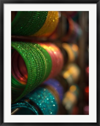 Framed Bangles are stacked up at a store in Bangalore, Karnataka, India, Print