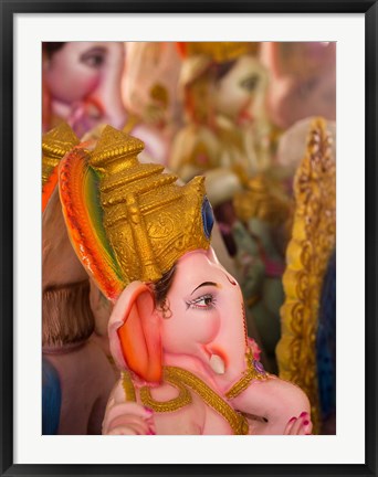 Framed Ganesha statue for the Ganesha Chaturthi festival, Bangalore, India Print