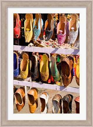 Framed Shoes For Sale in Downtown Center of the Pink City, Jaipur, Rajasthan, India Print