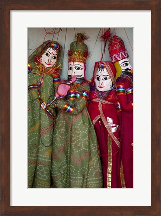 Framed Kathputli, traditional Rajasthani puppets, Pushkar, Rajasthan, India Print