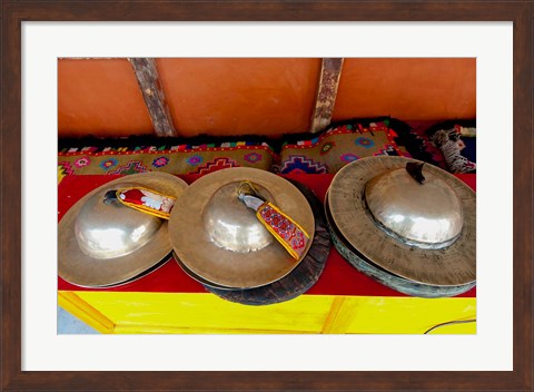 Framed Brass cymbals at Hemis Monastery, Ladakh, India Print