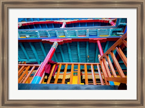 Framed Brightly painted building detail, Shey Palace, Ladakh, India Print