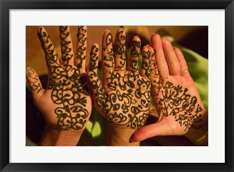 Framed Woman&#39;s Palm Decorated in Henna, Jaipur, Rajasthan, India Print