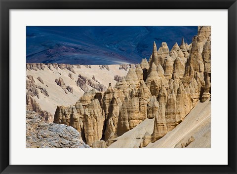 Framed Eroded formation of mountain, Himalayas, Ladakh, India Print