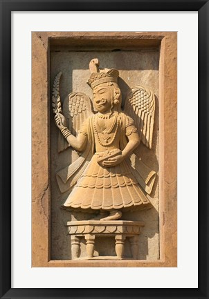 Framed Stone carving in Hotel Prithvi Vilas Palace, Jhalawar, Rajasthan, India Print