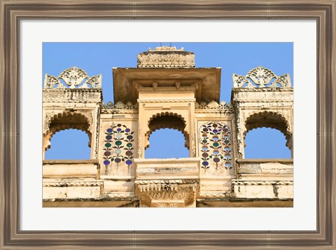 Framed Architectual detail on City Palace, Udaipur, Rajasthan, India Print