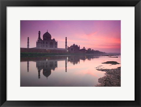 Framed Taj Mahal From Along the Yamuna River at Dusk, India Print