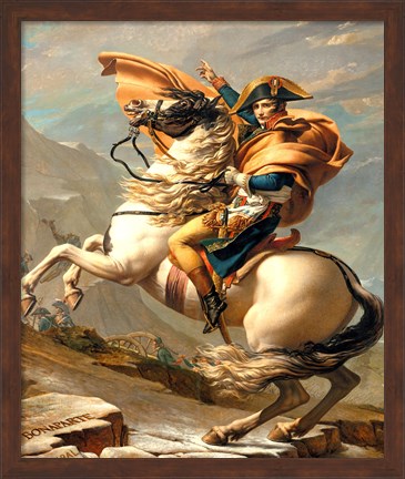 Framed Napoleon Crossing the Alps at the St Bernard Pass Print