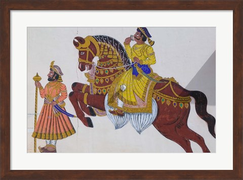 Framed Wall Mural of horse and rider in the City Palace, Rajasthan, India Print