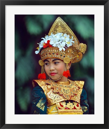 Framed Young Balinese Dancer in Traditional Costume, Bali, Indonesia Print