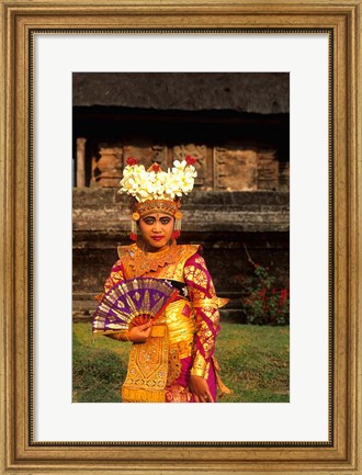 Framed Bride in Traditional Dress in Ulur Danu Temple, Lake Bratan, Bali, Indonesia Print