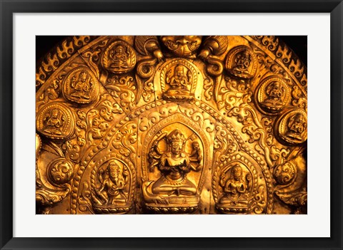 Framed Gold Sculpture Artwork in Bali, Indonesia Print