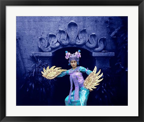 Framed Balinese Dancer in Front of Temple in Ubud, Bali, Indonesia Print