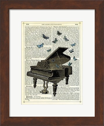 Framed Piano &amp; Butterflies Print