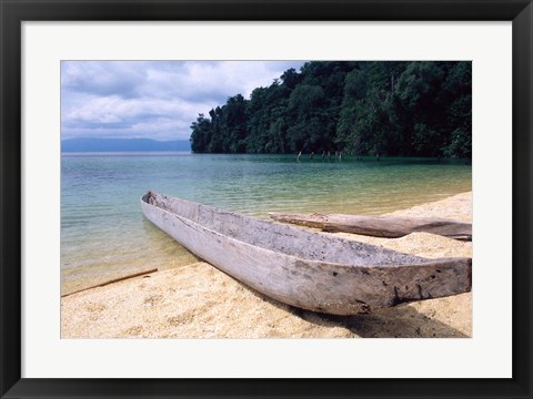 Framed Beached Canoe on Lake Poso, Sulawesi, Indonesia Print