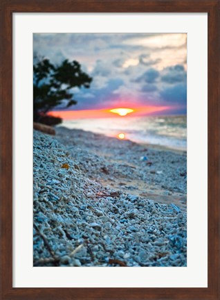 Framed Gili Islands, Indonesia, Sunset along the beach Print