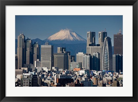 Framed Tokyo, Shinjuku, City Skyline, Mount Fuji, Japan Print