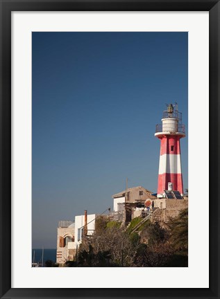 Framed Israel, Tel Aviv, Jaffa, Jaffa Old Port, lighthouse Print