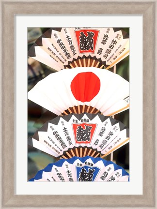 Framed Colorful Artwork on Fans, Kyoto, Japan Print