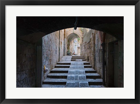 Framed Ancient street, old town, Jerusalem, Israel Print