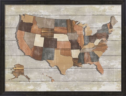 Framed Wood Map Print