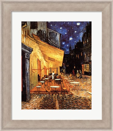 Framed Cafe Terrace on the Place du Forum, Arles, at Night, c.1888 Print