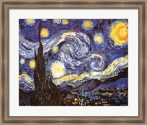 Framed Starry Night, c.1889 Print