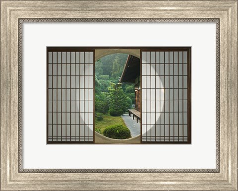 Framed Tea House Window, Sesshuji Temple, Kyoto, Japan Print