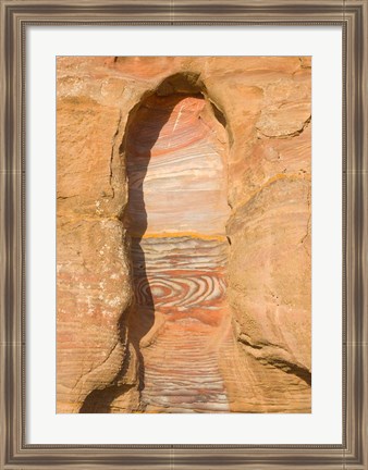 Framed Rock texture of cave wall, Petra, Jordan Print