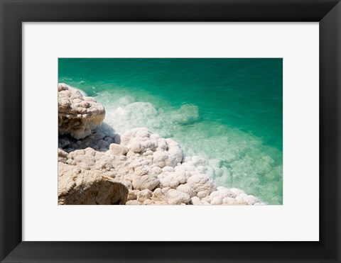 Framed Jordan, Dead Sea, Salt on the sea shore Print