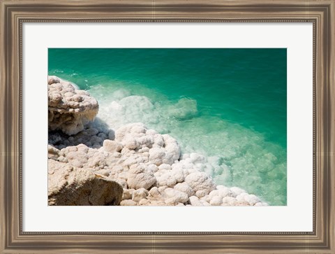 Framed Jordan, Dead Sea, Salt on the sea shore Print