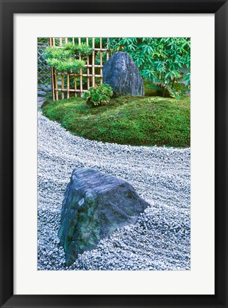 Framed Daitokuji Temple, Zuiho-in Rock Garden, Kyoto, Japan Print